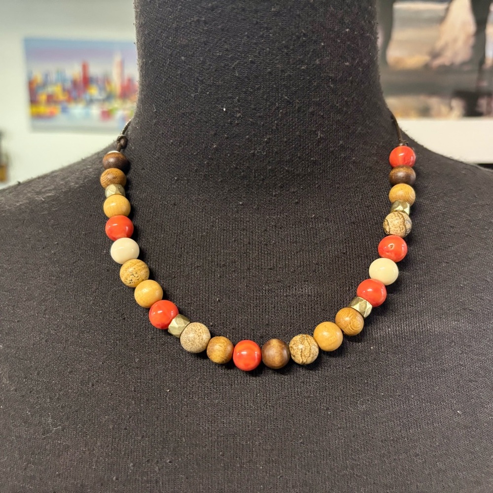❤️Vintage Rare Fossil Wood & Stone Necklace - Picture 3 of 5